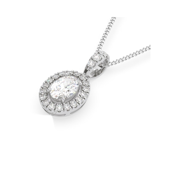 Georgina Oval Lab Diamond Halo Pendant Necklace 0.70ct in 18K White Gold F/VS1 - Image 3
