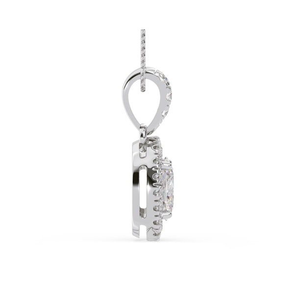 Georgina Oval Lab Diamond Halo Pendant Necklace 0.70ct in 18K White Gold F/VS1 - Image 5