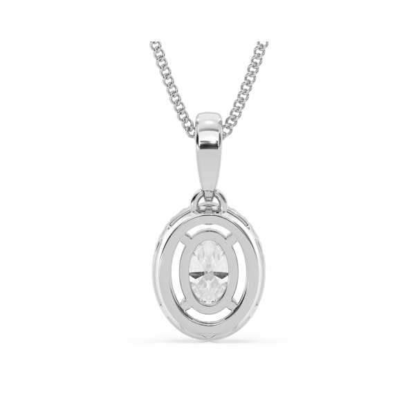 Georgina Oval Lab Diamond Halo Pendant Necklace 0.70ct in 18K White Gold F/VS1 - Image 6