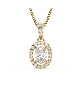 Georgina Oval Lab Diamond Halo Pendant Necklace 0.70ct in 18K Yellow Gold F/VS1