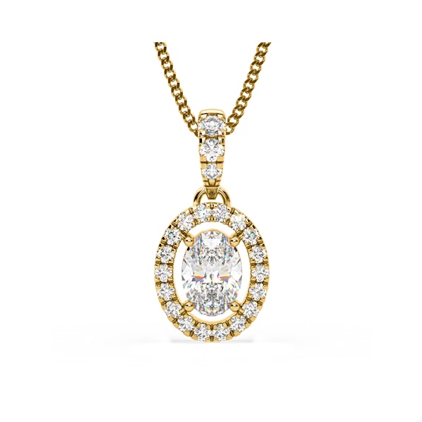 Georgina Oval Lab Diamond Halo Pendant Necklace 0.70ct in 18K Yellow Gold F/VS1 - Image 1