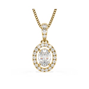 Georgina Oval Lab Diamond Halo Pendant Necklace 0.70ct in 18K Yellow Gold F/VS1