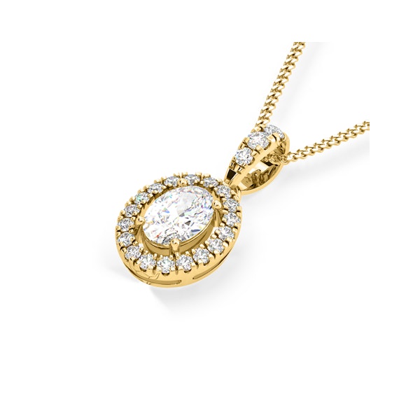 Georgina Oval Lab Diamond Halo Pendant Necklace 0.70ct in 18K Yellow Gold F/VS1 - Image 3