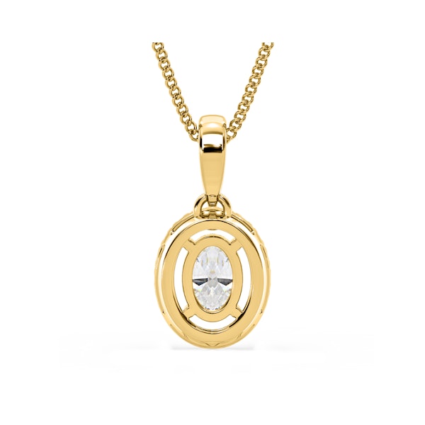 Georgina Oval Lab Diamond Halo Pendant Necklace 0.70ct in 18K Yellow Gold F/VS1 - Image 6