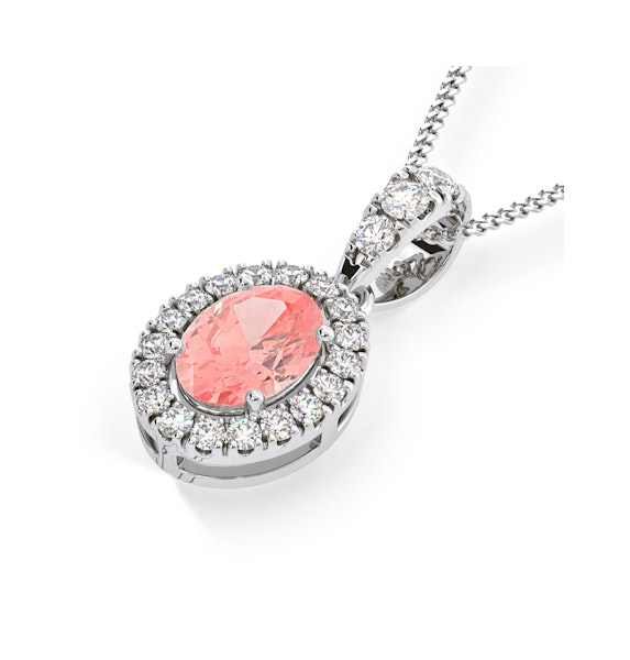 Georgina Pink Lab Diamond Oval Halo Necklace 1.38ct in 18K White Gold - Elara Collection - Image 3