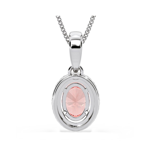 Georgina Pink Lab Diamond Oval Halo Necklace 1.38ct in 18K White Gold - Elara Collection - Image 6