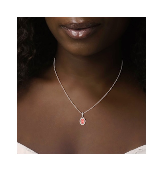 Georgina Pink Lab Diamond Oval Halo Necklace 1.38ct in 18K White Gold - Elara Collection - Image 4
