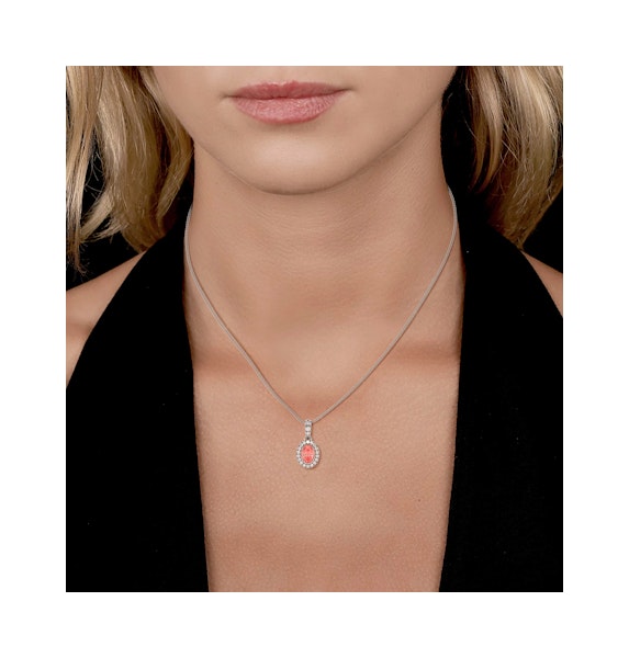 Georgina Pink Lab Diamond Oval Halo Necklace 1.38ct in 18K White Gold - Elara Collection - Image 2