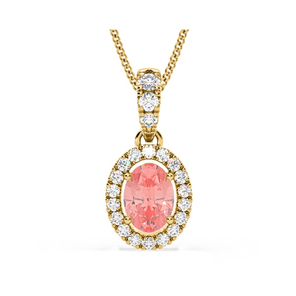 Georgina Pink Lab Diamond Oval Halo Necklace 1.38ct in 18KGold - Elara Collection - Image 1