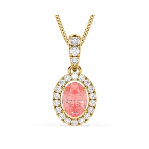 Georgina Pink Lab Diamond Oval Halo Necklace 1.38ct in 18KGold - Elara Collection