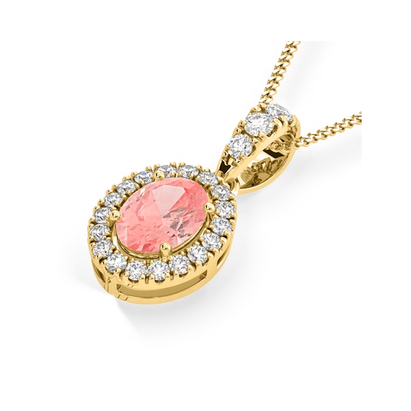 Georgina Pink Lab Diamond Oval Halo Necklace 1.38ct in 18KGold - Elara Collection - Image 3