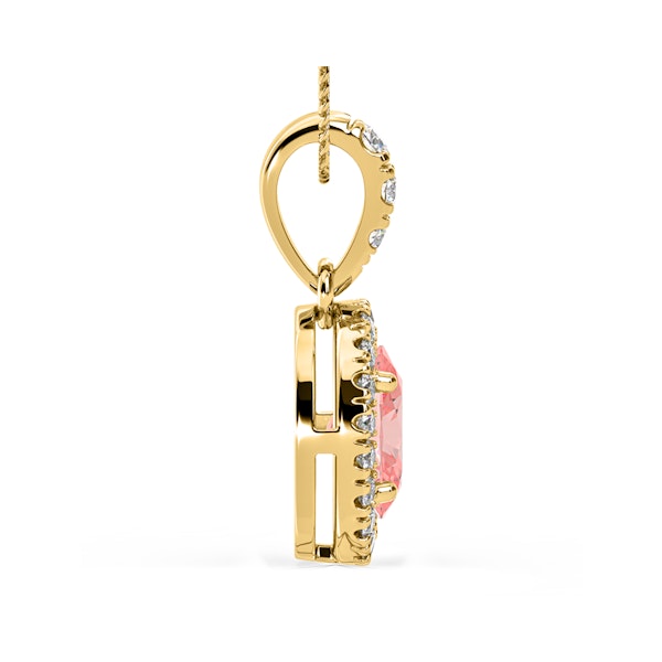 Georgina Pink Lab Diamond Oval Halo Necklace 1.38ct in 18KGold - Elara Collection - Image 5