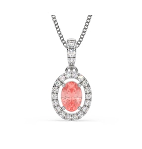 Georgina Pink Lab Diamond Oval Halo Necklace 0.70ct in 18K White Gold - Elara Collection