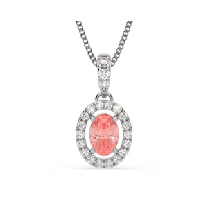 Georgina Pink Lab Diamond Oval Halo Necklace 0.70ct in 18K White Gold - Elara Collection