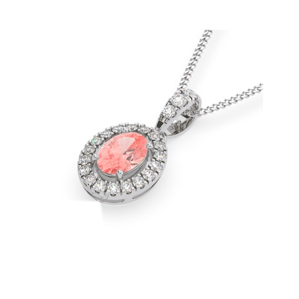 Georgina Pink Lab Diamond Oval Halo Necklace 0.70ct in 18K White Gold - Elara Collection - Image 3