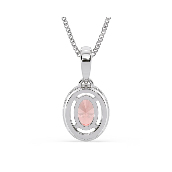 Georgina Pink Lab Diamond Oval Halo Necklace 0.70ct in 18K White Gold - Elara Collection - Image 6
