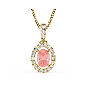 Georgina Pink Lab Diamond Oval Halo Necklace 0.70ct in 18KGold - Elara Collection