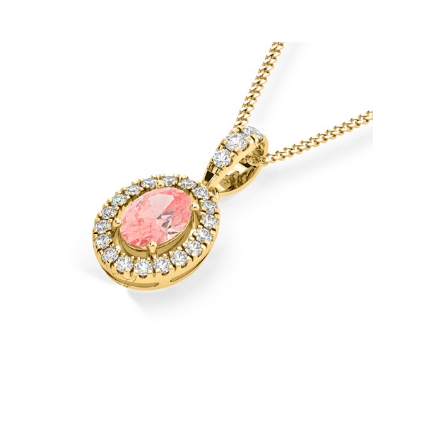 Georgina Pink Lab Diamond Oval Halo Necklace 0.70ct in 18KGold - Elara Collection - Image 3