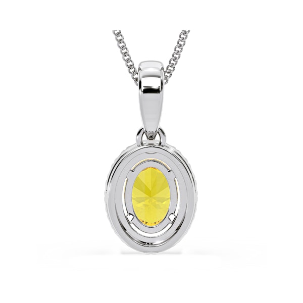 Georgina Yellow Lab Diamond Oval Halo Necklace 1.38ct in 18K White Gold - Elara Collection - Image 6
