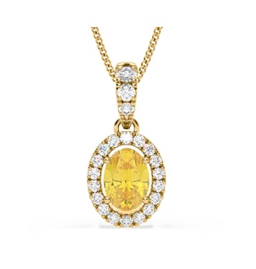 Georgina Yellow Lab Diamond Oval Halo Necklace 1.38ct in 18KGold - Elara Collection