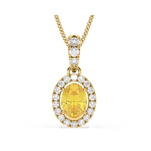 Georgina Yellow Lab Diamond Oval Halo Necklace 1.38ct in 18KGold - Elara Collection