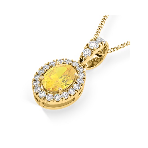 Georgina Yellow Lab Diamond Oval Halo Necklace 1.38ct in 18KGold - Elara Collection - Image 3