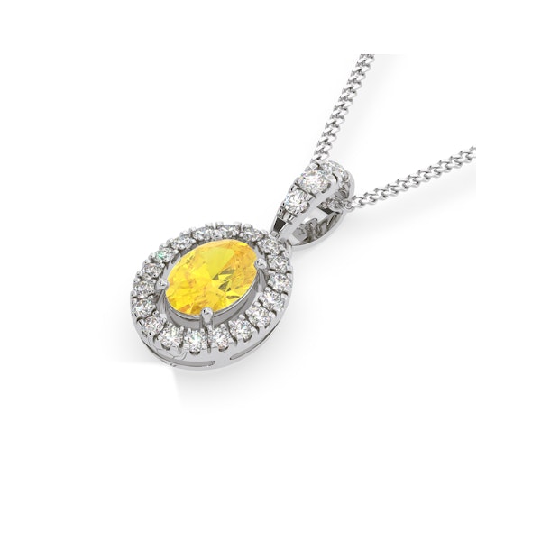 Georgina Yellow Lab Diamond Oval Halo Necklace 0.70ct in 18K White Gold - Elara Collection - Image 3