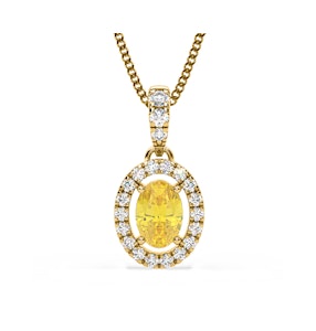 Georgina Yellow Lab Diamond Oval Halo Necklace 0.70ct in 18KGold - Elara Collection