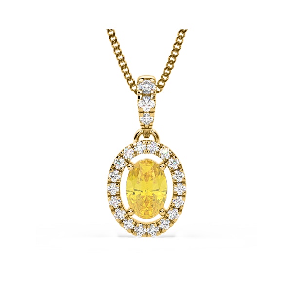 Georgina Yellow Lab Diamond Oval Halo Necklace 0.70ct in 18KGold - Elara Collection - Image 1