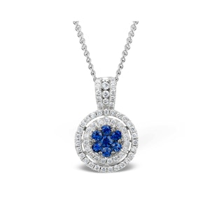 0.45ct and 18K White Gold Diamond Sapphire Pendant Necklace - FR38
