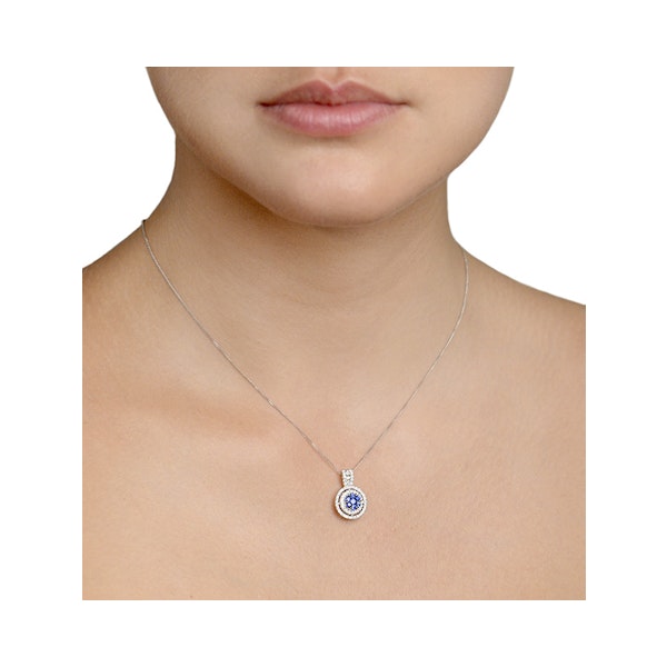 0.45ct and 18K White Gold Diamond Sapphire Pendant Necklace - FR38 - Image 2