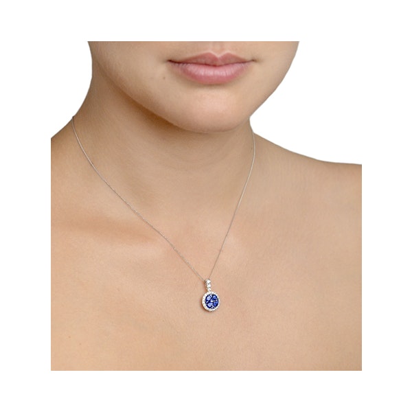 0.65ct and 18K White Gold Diamond Halo Pendant Necklace - FR39 - Image 2