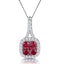 Ruby and Diamond Halo Necklace in 18K White Gold - Asteria Collection - image 1