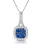 Sapphire and Lab Diamond Halo Necklace in 9KW Gold - Asteria - image 1