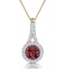 Ruby and Diamond Halo Circle Necklace in 18K Gold - Asteria Collection - image 1