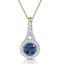 Sapphire and Diamond Round Halo Necklace 18K Gold Asteria Collection - image 1