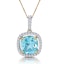 2ct Blue Topaz and Diamond Halo Necklace 18K Gold - Asteria Collection - image 1