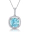 2ct Blue Topaz and Diamond Halo Asteria Necklace 18KW Gold - image 1