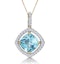 5.40ct Blue Topaz and Lab Diamond Halo Asteria Necklace in 9K Gold - image 1