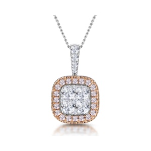 Diamond and Pink Diamond Halo Cluster Necklace - Asteria Collection