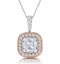 Diamond and Pink Diamond Halo Cluster Necklace - Asteria Collection - image 1