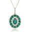 1.40ct Emerald Asteria Lab Diamond Halo Pendant Necklace in 9K Gold - image 1