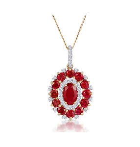 1.50ct Ruby Asteria Collection Diamond Halo Pendant Necklace 18K Gold