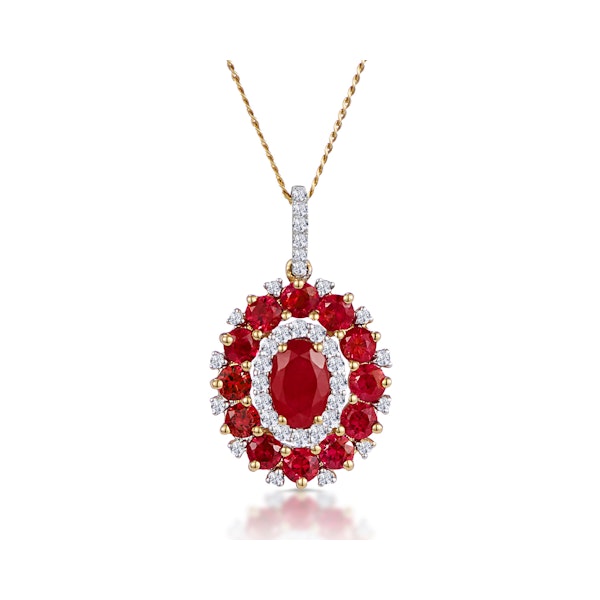 1.50ct Ruby Asteria Collection Diamond Halo Pendant Necklace 18K Gold - Image 1