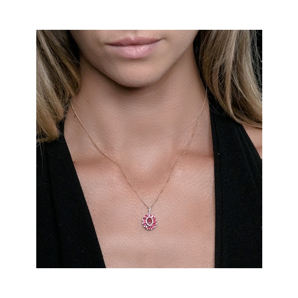 1.50ct Ruby Asteria Collection Diamond Halo Pendant Necklace 18K Gold - Image 2