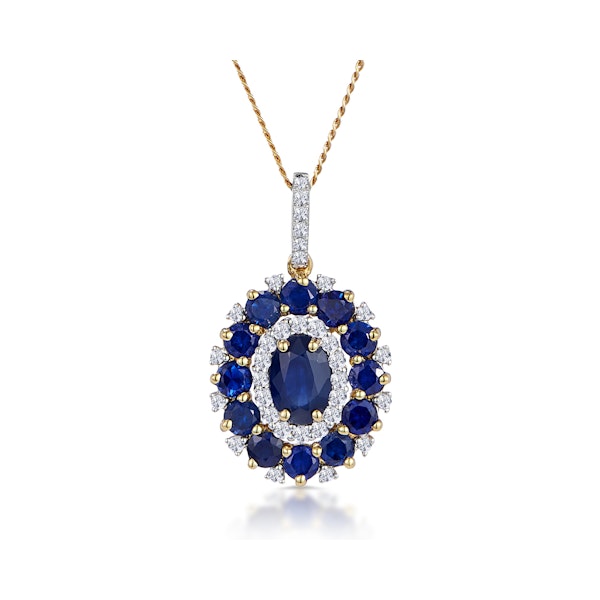 1.40ct Sapphire Asteria Diamond Halo Pendant Necklace in 18K Gold - Image 1