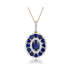 1.40ct Sapphire Asteria Diamond Halo Pendant Necklace in 18K Gold