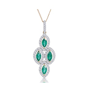 1ct Emerald Asteria Diamond Drop Pendant Necklace in 18K Gold