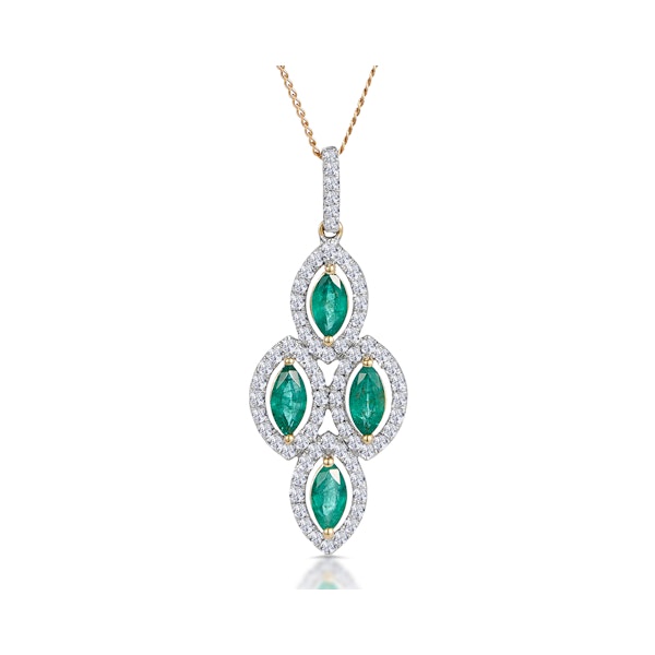 1ct Emerald Asteria Diamond Drop Pendant Necklace in 18K Gold - Image 1
