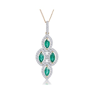 1ct Emerald Asteria Diamond Drop Pendant Necklace in 18K Gold